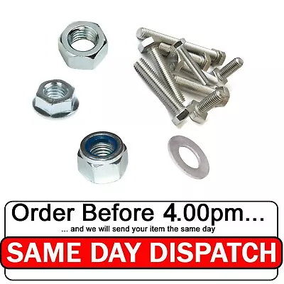 Nuts And Bolts Set Full Thread A2 STAINLESS Bolt Nylon Serrated Nuts M5 M6 M8  • £2.95