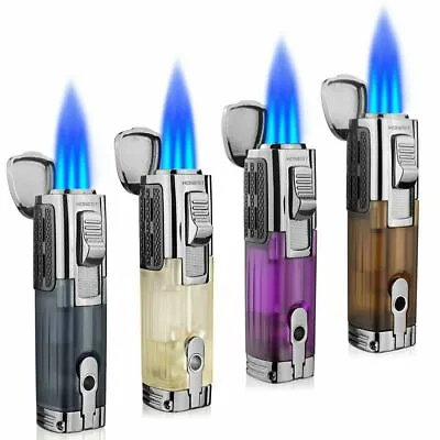 £12.99 • Buy Cigar Lighter Triple Refillable Jet Flame Torch Lighter Butane With Cigar Punch