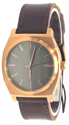 Nixon A0452001 Unisex Time Teller Rose Gold Brown Leather Band Watch • $89.95