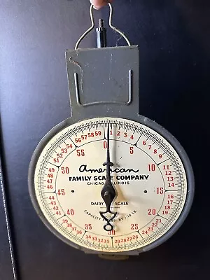 American Family Scale Company Hanging Dairy Scale Vintage 60 Lb Capacity • $69.97