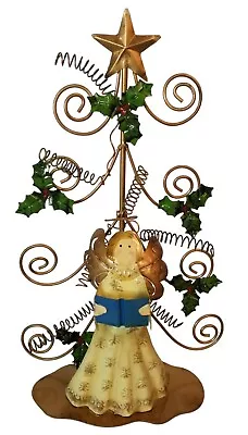 Vintage Metal Gold Christmas Tree Ornament With Angel Card Holder 13. 5   • $26