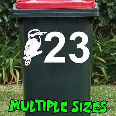 Custom Wheelie Bin Sticker Decal Kookaburra House Street Number Rubbish Sign • $6.90
