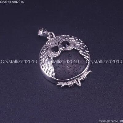 Natural Gemstones Round Owl Shape Reiki Chakra Healing Pendant Necklaces Beads • £14.23