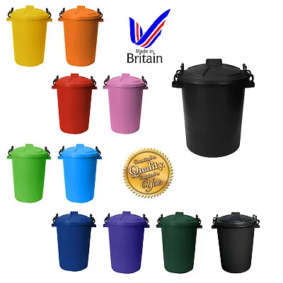 £15.99 • Buy 50L / 80L Dustbins Clip Lock Lid Coloured Trash Waste Bins Home Animal Feed