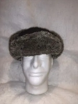 Eddie Bauer Women's Large XL Faux Fur Trimmed Trapper Hat Black Brown Gray • $20