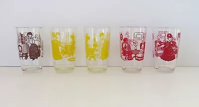 Five Kraft Swanky Swigs “Bustling Betsy” Glasses - 1940s To 1950s • $12.75