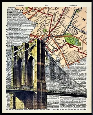 New York City MTA Large NYC Subway Train Map + Free Vintage Style Art Print • $4.94