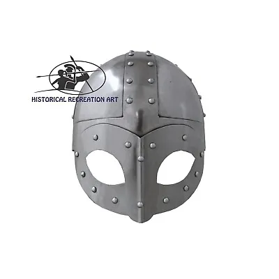 Black Plated Antique Medieval Viking Mask Helmet Premium Quality Soldier Adult • $91