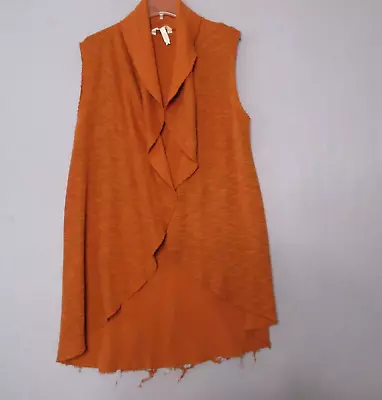 Matilda Jane Sweater Vest Women Large Orange Waterfall Fray Hem Lagenlook • $10