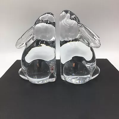 Vtg Silvestri Clear Glass Bunny Rabbit Bookends Figurines Paperweights Pair (2) • $35