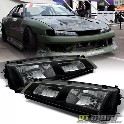 Fits 1997-1998 240SX S14 Kouki JDM Black Crystal Headlights Lights Lamps 97-98 • $195.99