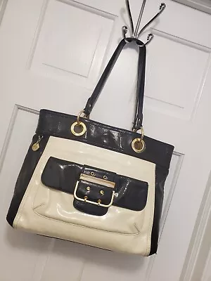 EC Milly New York Black & Ivory White Patent Tote Classic • $95.99