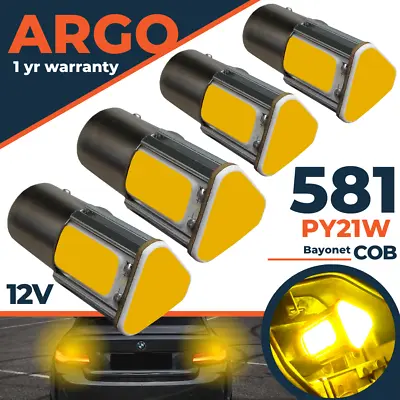£4.49 • Buy Bau15s Py21w 581 Indicator Led Amber Yellow Cob Car 1156 Signal Light Bulbs 12v