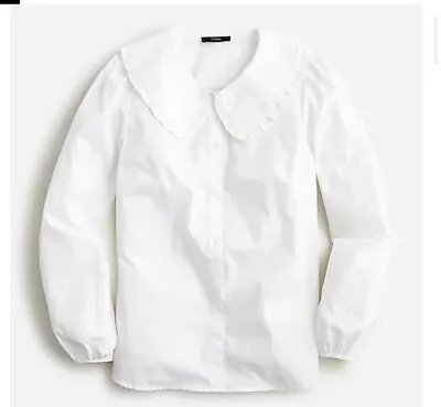 J.Crew Ruffle-collar Button-up Shirt Item BM924 Sz 8 NWT Peter Pan Colllar • $125