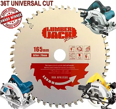 Pro 165mm TCT Saw Blade 36 Tooth For Dewalt Makita Bosch Circular & Plunge Saws  • £14.99