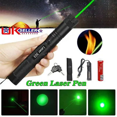 2000Miles GREEN Laser Pointer Pen 532nm Beam Light Lazer Flashlight Rechargeable • £9.99