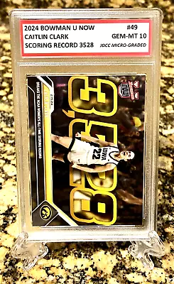 CAITLIN CLARK 2024 TOPPS BOWMAN U NOW Graded GEM-MT 10 All-Time Scoring #49! COA • $49.95