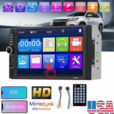 7  Double 2 Din Car MP5 Player Bluetooth Radio Audio Mrrior Touch Screen Stereo • $29.99