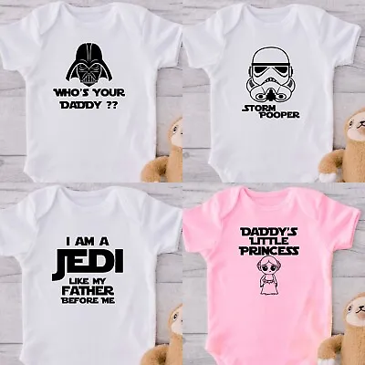 STAR WARS Funny Babygrow Novelty Baby Shower Present Vest Newborn Gift Romper • £5.99