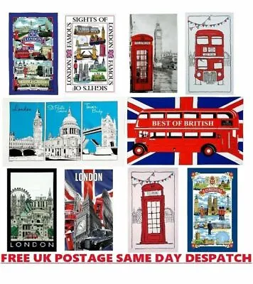 London Landmarks Tea Towel Cotton Novelty Big Ben Bus Tower Bridge Souvenir Gift • £5.99