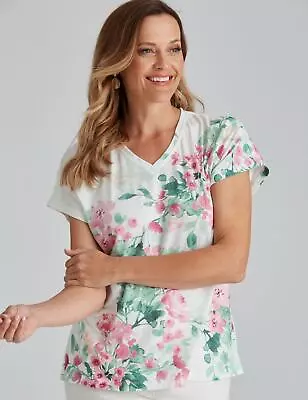 $18.21 • Buy Millers Short Sleeve Printed V-Neck Slub Top Womens Clothing  Tops Tunic