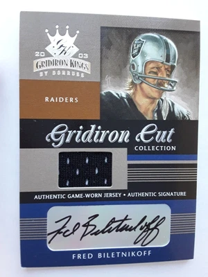 $74.99 • Buy 2003 Donruss Gridiron Cut Collection Jersey/Auto FRED BILETNIKOFF #d 28/50 NM