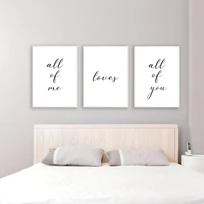 SETS OF 3 A4 BEDROOM PRINT. Wall Art Poster Picture Prints Couples Romantic Love • £7.50