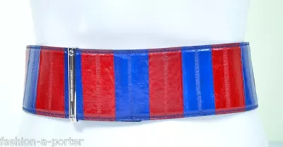 ALEXANDER McQUEEN PRE S/S 2010 BLUE AND RED WAIST  LEATHER BELT 26 /65cm RARE • $285