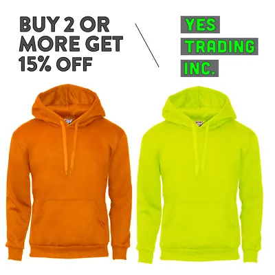 Ansi Men's Hi High Visibility Pullover Hoodie Warm Safety Neon Orange Sweatshirt • $21.90
