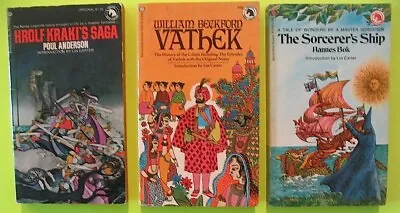 3 PB Lot Ballantine Adult Fantasy Hrolf Kraki's Saga Vathek The Sorceror's Ship • $24.99