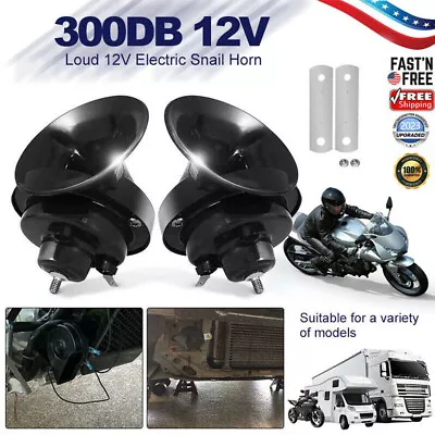 2x 300DB Dual Tone Car Train Electric Snail Air Horn For Trucks Boat Motorcycle • $12.78