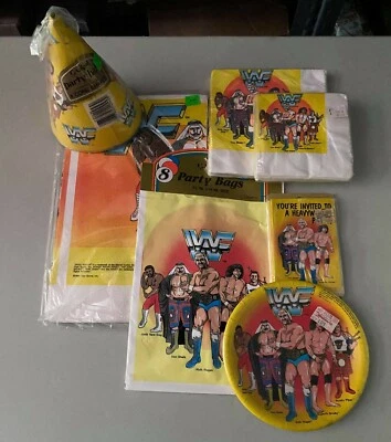 £88.44 • Buy Vintage C.A. Reed 1985 WWF Wrestling Party Supply Lot - Unused Store Stock 