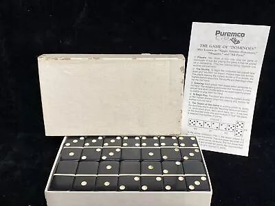 Vtg Puremco Thick Jumbo Size Giant Face BLACK Marblelike Dominoes 1993 E2 • $34.99