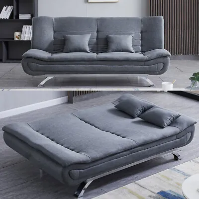 Fabric Leather Sofa Bed 3 Seater Couch Settee Recliner Double Sleeper Sofa Bed • £265.95