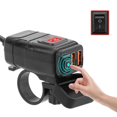 $21.98 • Buy 1Pcs Dual USB Ports Fast Charging Motorcycle QC3.0 Charger Switch Accessories