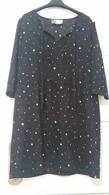 Jaeger Boutique London Black Star Print Dress Size UK 16 US 14 Fit 12 L XL Large • £44.65