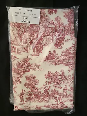 VTG JCP Home Expressions Red Toile Cafe Curtains 66W X 24L One Pair (2) NEW USA • $38.99