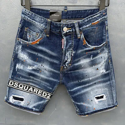 £31.19 • Buy Dsquared2 Jeans Shorts Mens Skinny Scuffed Hole Patch Blue Dsq2 Denim Pants UK