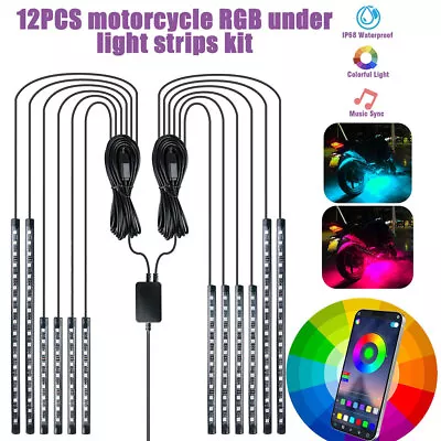 12PCS Motorcycle RGB LED Neon Under Glow Lights Strip Kit APP Control US • $20.99