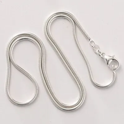 925 Sterling Silver Round Snake Chain Necklace 16 - 38 Inch * 1.2/1.6mm/2mm Wide • $14.99