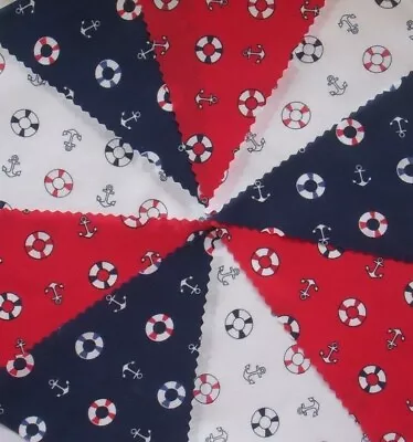 NEW Nautical Red White Blue Fabric Bunting Party Decoration 4mts Or More  • £6.50