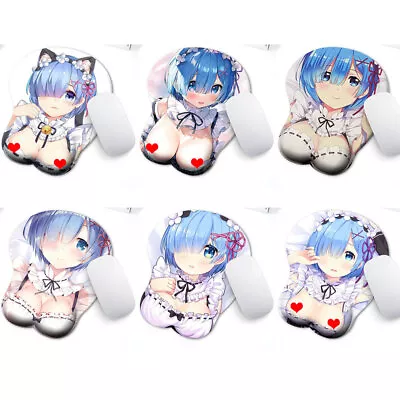 Hot 3D Japanese Anime With Wrist Re:Zero Rem And Ram 3D Soft Gel Mouse Pad • £10.86