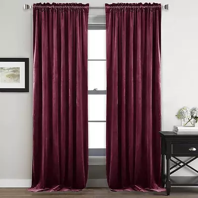 Velvet Curtains 96 Inches Long - Burgundy Luxury Theater Curtains With Super Sof • $72.99