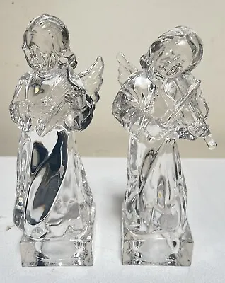 Mikasa Crystal Herald Set Of 2 Angels Playing Harp And Violin Collection • $37.50