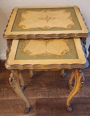 Vintage Nesting Tables French Shabby Chic Painted Free Shipping  • $395