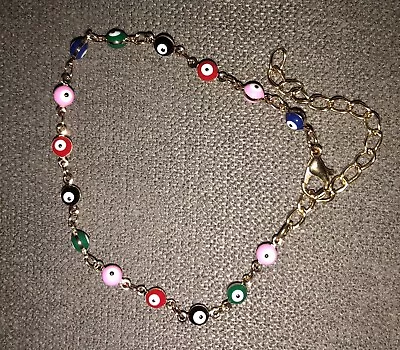 Evil Eye Coloured Gold Bracelet • $9.95