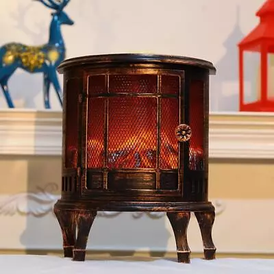 Retro Flameless Flickering LED Log Burner Fireplace Decoration Lantern Lamp • $59.39