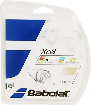 New 40' Set BABOLAT Xcel 130/16Gauge TENNIS RACKET STRING NATURAL Comfort FRANCE • $18.95