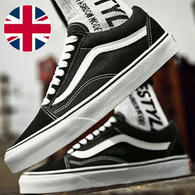 VAN Old Skool Skate Shoes Black All Size Classic Canvas Running Sneakers Black • £25.99