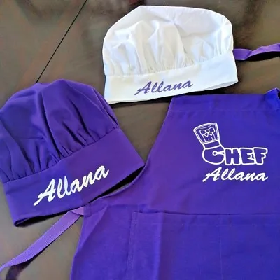 Personalized Kids Chef Apron And Chef Hat Cooking Set | Color Matched Ages 2-13 • $25.99